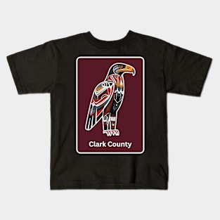 Clark County Washington Native American Indian American Red Background Eagle Hawk Haida Kids T-Shirt